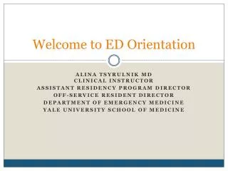 Welcome to ED O rientation