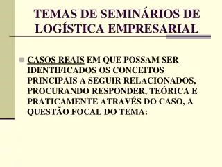 temas de semin rios de log stica empresarial