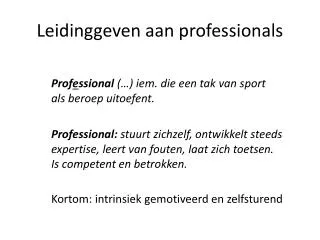 leidinggeven aan professionals