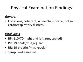 Physical Examination Findings