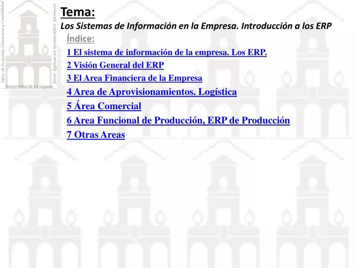 tema los sistemas de informaci n en la empresa introducci n a los erp