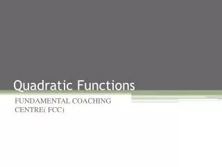 Quadratic Functions