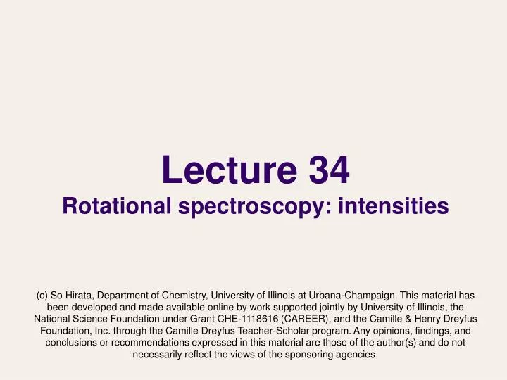 lecture 34 rotational spectroscopy intensities