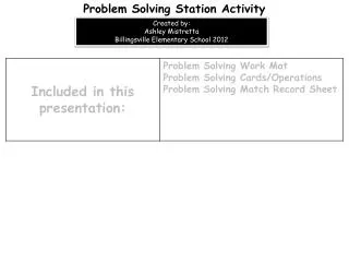 Problem Solving Station Activity