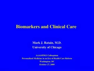 Biomarkers and Clinical Care
