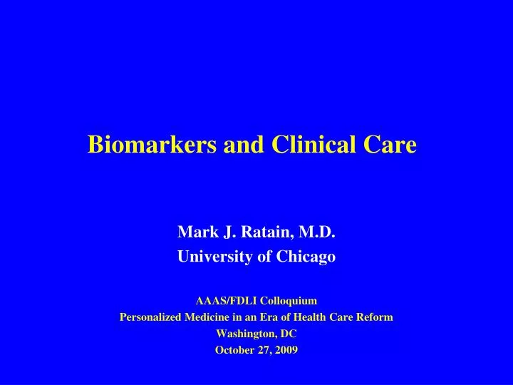 biomarkers and clinical care