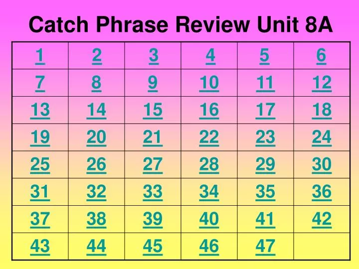 catch phrase review unit 8a