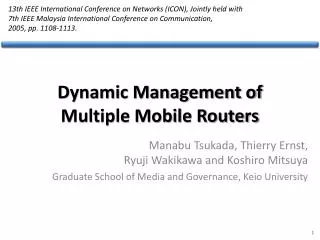 Dynamic Management of Multiple Mobile Routers