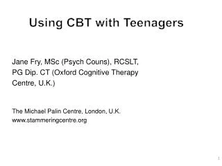 Using CBT with Teenagers