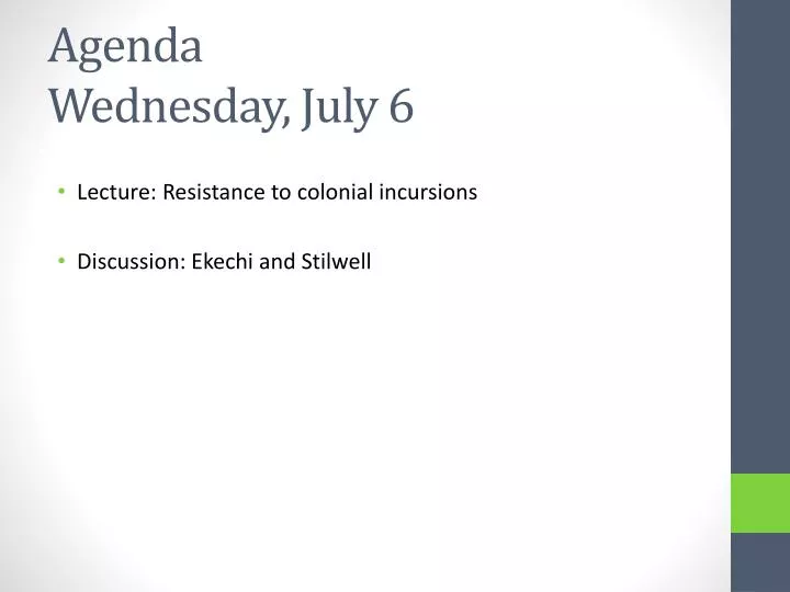 agenda wednesday july 6