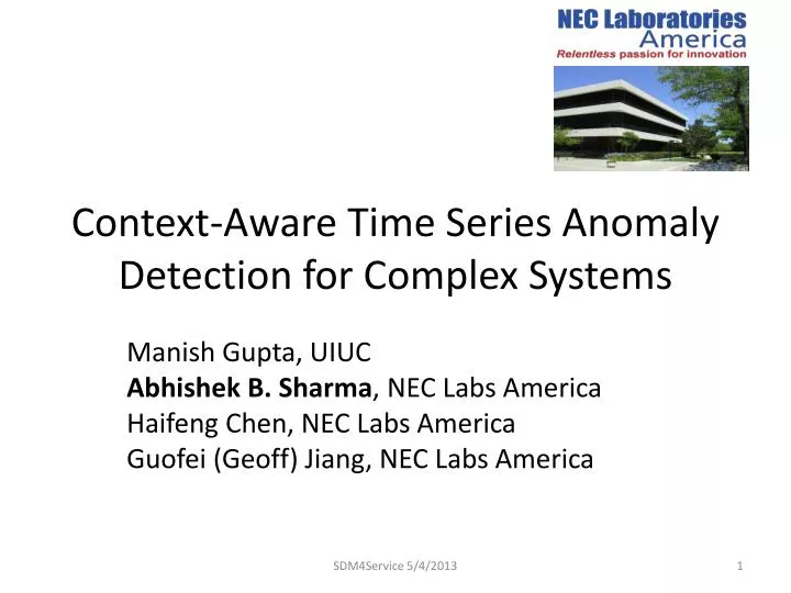 context aware time series anomaly detection for complex systems
