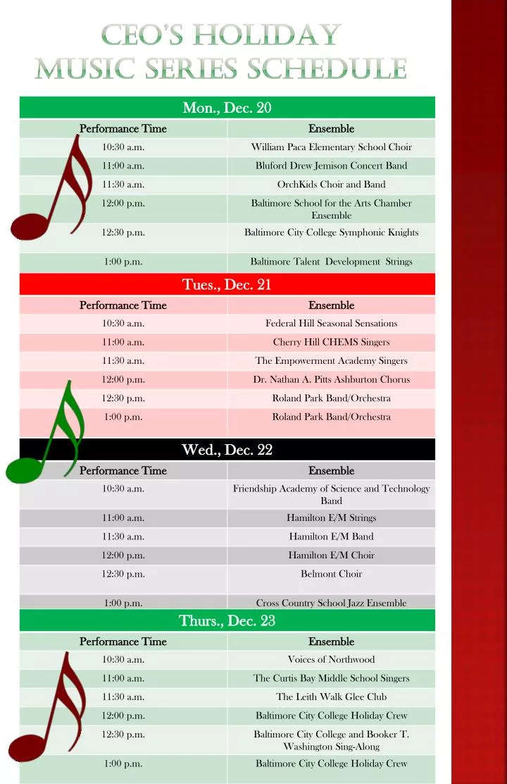 ceo s holiday music series schedule