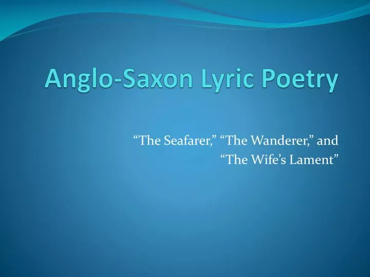 anglo saxon lyric poetry