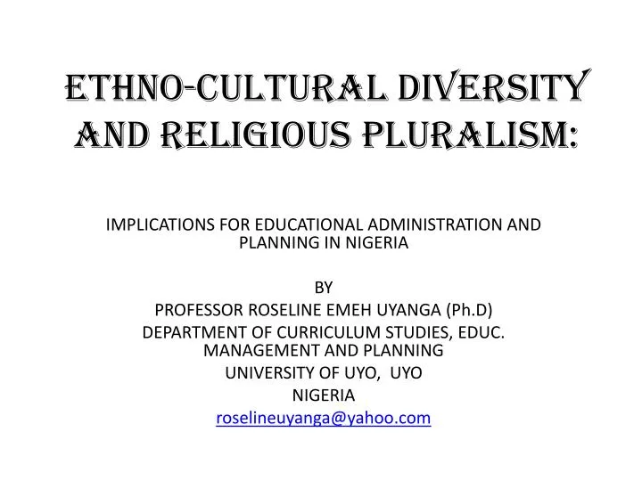 ethno cultural diversity and religious pluralism