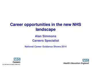 Alan Simmons Careers Specialist National Career Guidance Shows 2014