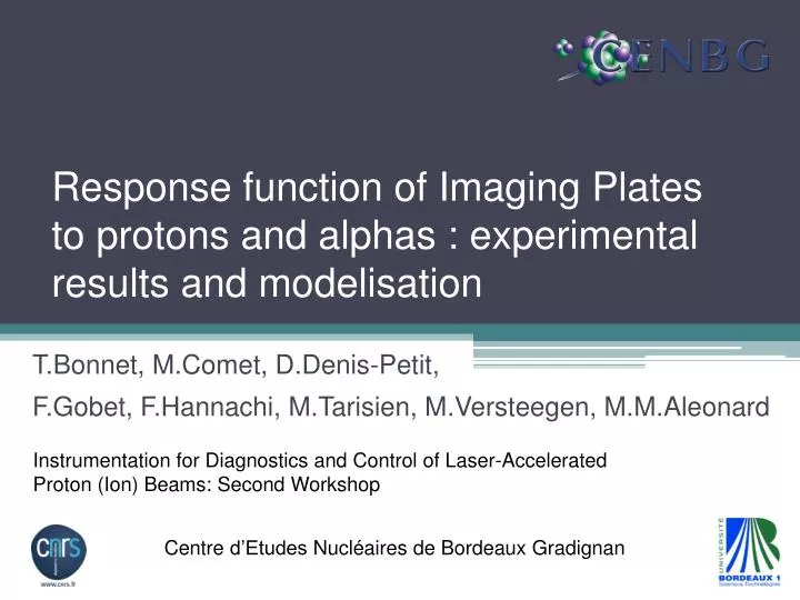 response function of imaging plates to protons and alphas experimental results and modelisation