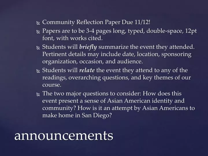 announcements