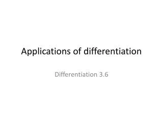 Applications of differentiation