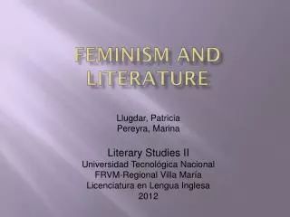 Feminism and Literature