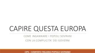 capire questa europa