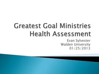 greatest goal ministries health assessment