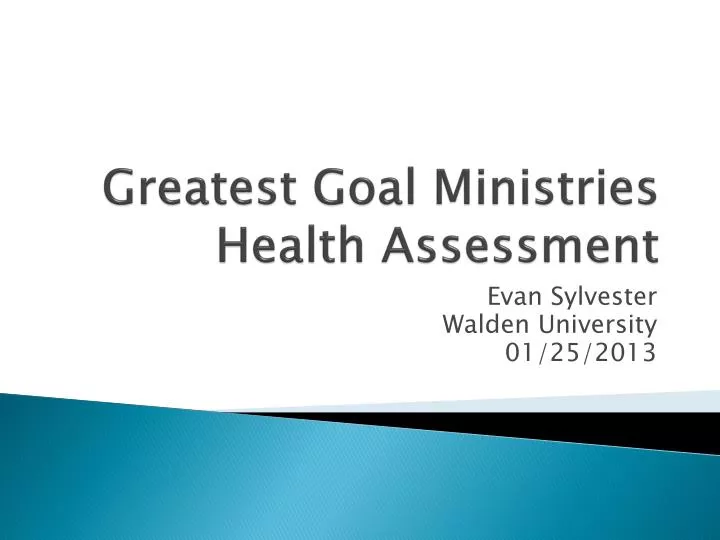 greatest goal ministries health assessment