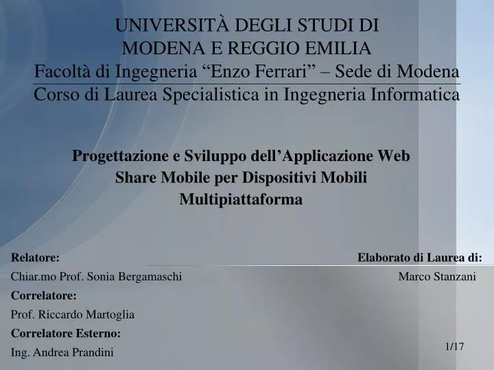 progettazione e sviluppo dell applicazione web share mobile per dispositivi mobili multipiattaforma