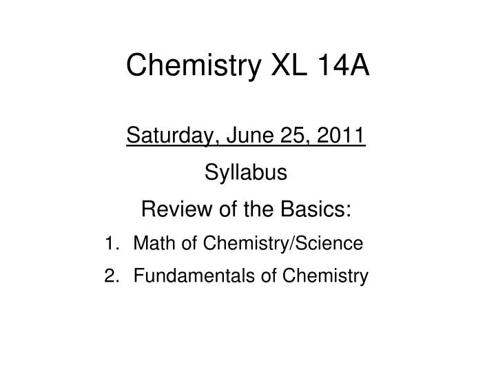 chemistry xl 14a