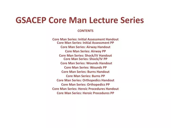 gsacep core man lecture series