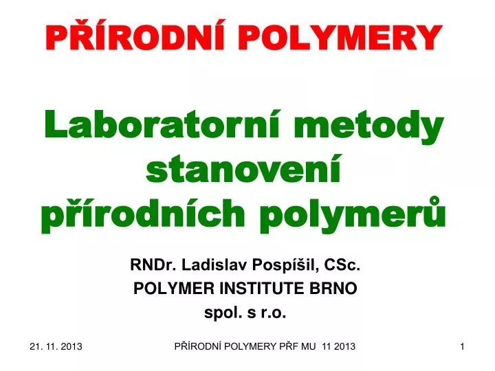 p rodn polymery laboratorn metody stanoven p rodn ch polymer