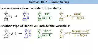 Previous series have consisted of constants.