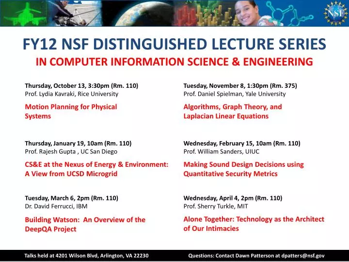 fy12 nsf distinguished lecture series in computer information science engineering