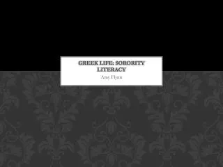 Greek Life: Sorority Literacy