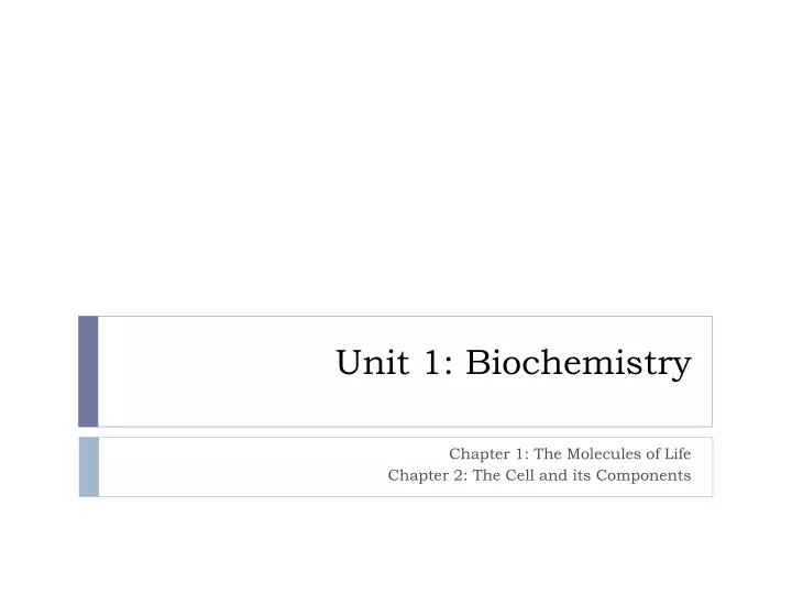 unit 1 biochemistry