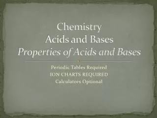 Chemistry Acids and Bases Properties of Acids and Bases