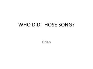 who did those song