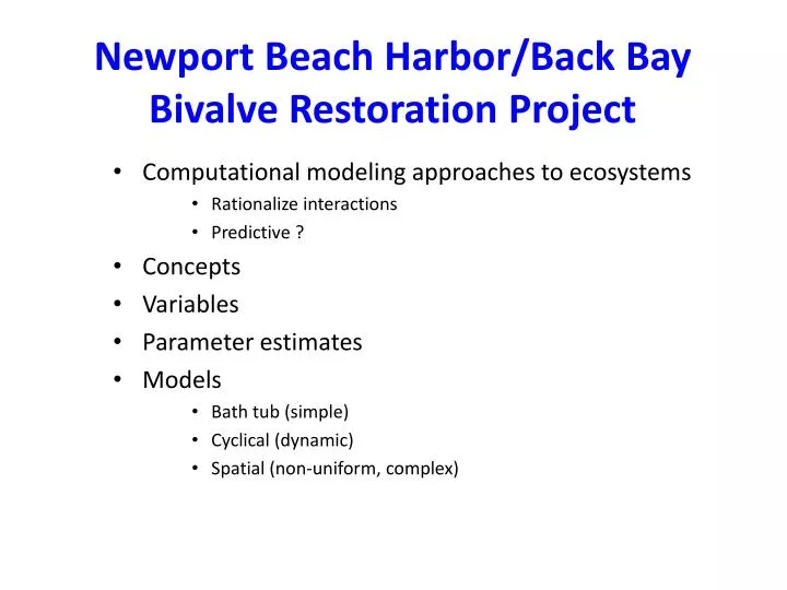 newport beach harbor back bay bivalve restoration project