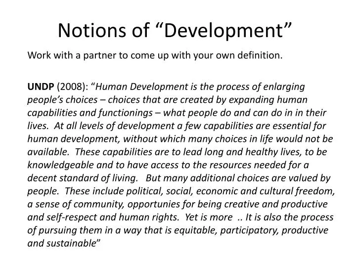 notions of development