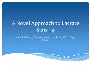 A Novel Approach to Lactate Sensing