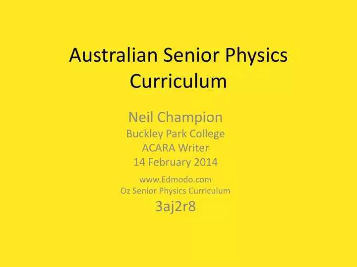 australian senior physics curriculum