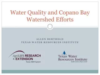 Water Quality and Copano Bay Watershed Efforts