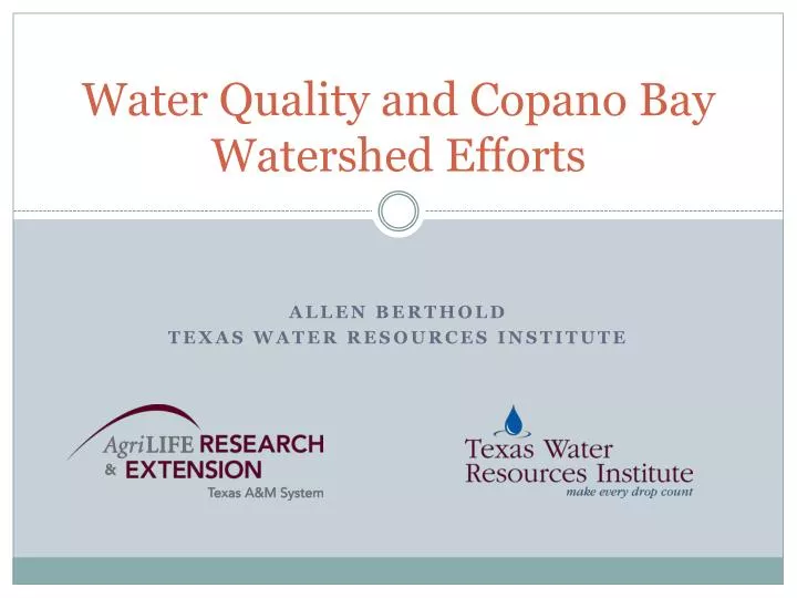 water quality and copano bay watershed efforts
