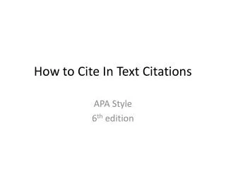 How to Cite In Text Citations