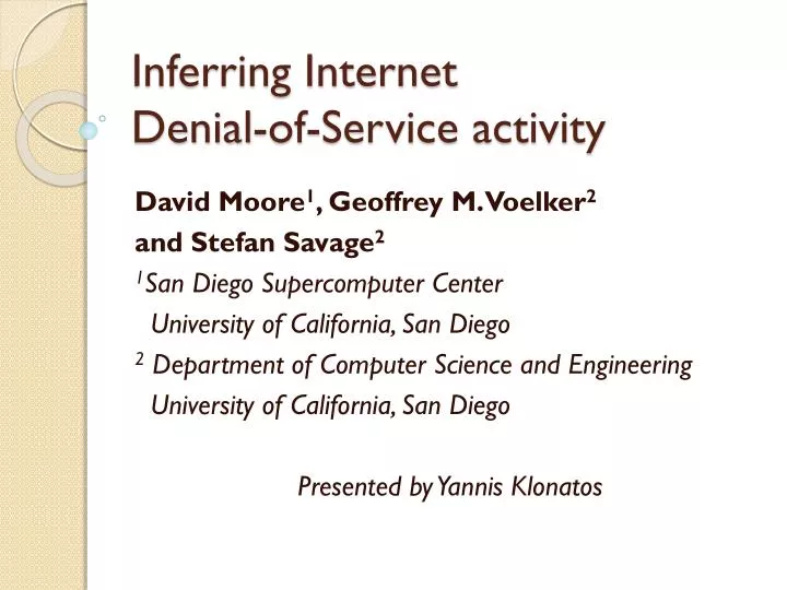 inferring internet denial of service activity