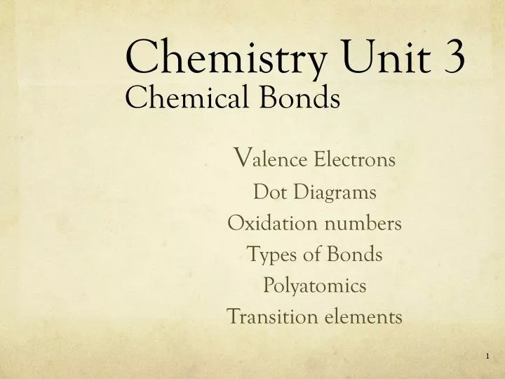 chemistry unit 3 chemical bonds