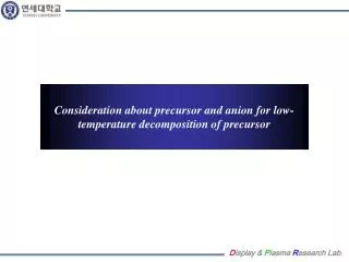 Consideration about precursor and anion for low-temperature decomposition of precursor