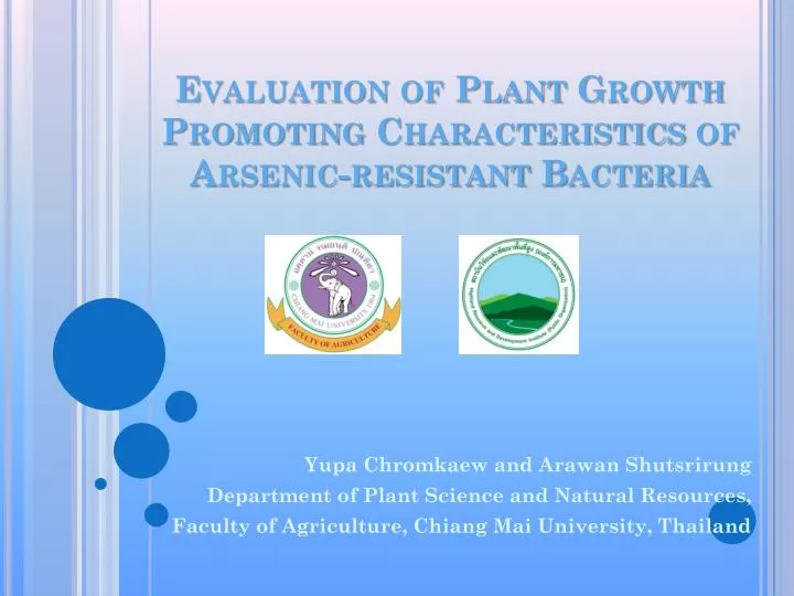 evaluation of plant growth promoting characteristics of arsenic resistant bacteria