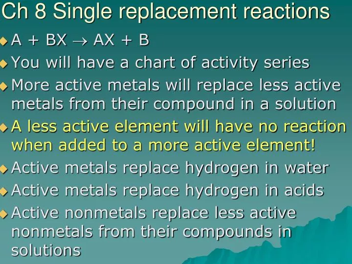 ch 8 single replacement reactions