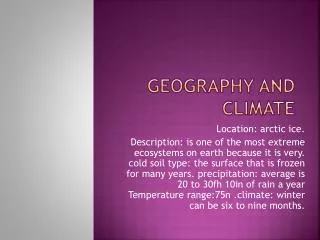 Geography and climate