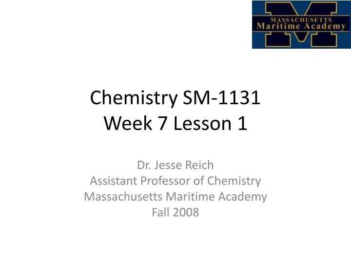chemistry sm 1131 week 7 lesson 1